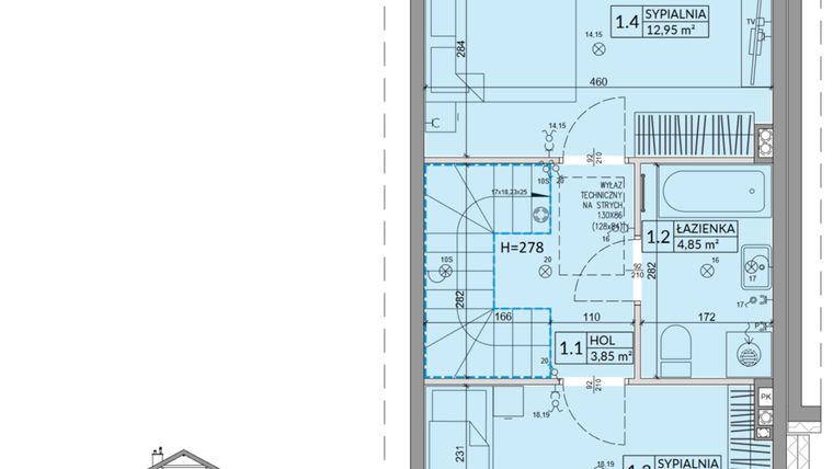 Rzut - Dom na sprzedaż 3 pokoje o powierzchni 68,42 m² - numer 36B w Osiedle Słoneczne etap IV