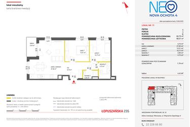 Rzut - Mieszkanie na sprzedaż 3 pokoje o powierzchni 69,75 m² - numer 36 w Neo Nova Ochota 4