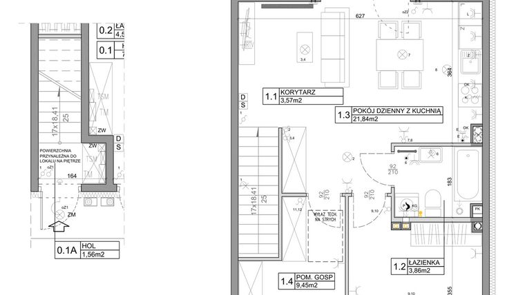 Rzut - Mieszkanie na sprzedaż 3 pokoje o powierzchni 54,35 m² - numer 22 w Manufaktura Marki 2