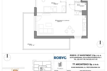Rzut - Mieszkanie na sprzedaż 3 pokoje o powierzchni 60,32 m² - numer SU3/A/3/5 w Sady Ursynów III
