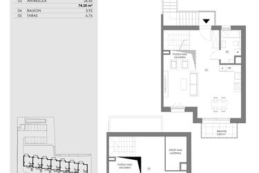 Rzut - Mieszkanie na sprzedaż 2 pokoje o powierzchni 74,2 m² - numer 14.2 w Przystań Sobieszewo