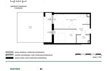 Rzut - Mieszkanie na sprzedaż 2 pokoje o powierzchni 38,32 m² - numer 7 w Wędrowna