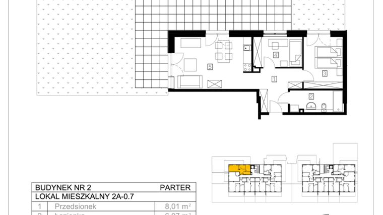 Rzut - Mieszkanie na sprzedaż 3 pokoje o powierzchni 54,7 m² - numer 2A-0.7 w Gardenia Pogodno