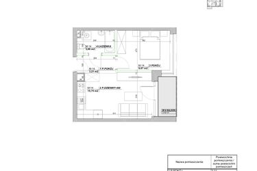 Rzut - Mieszkanie na sprzedaż 2 pokoje o powierzchni 32,71 m² - numer A.14 w Laurowy Zakątek