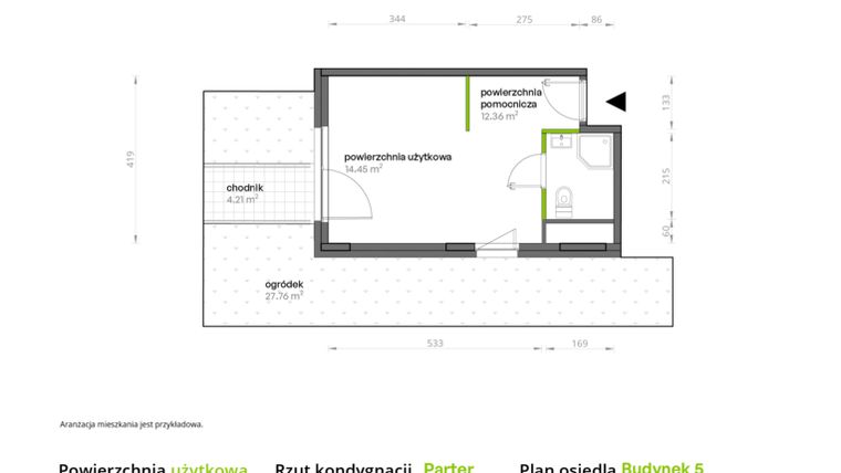 Rzut - Lokal użytkowy na sprzedaż 1 pokój o powierzchni 26,81 m² - numer U2/5 w Aleje Praskie
