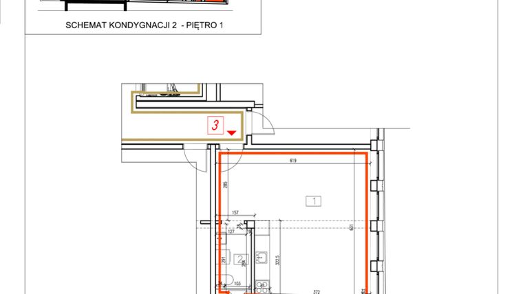 Rzut - Mieszkanie na sprzedaż 1 pokój o powierzchni 39,31 m² - numer 3 w Alchemik74 - lokale użytkowe