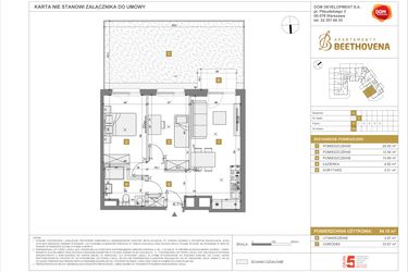 Rzut - Mieszkanie na sprzedaż 1 pokój o powierzchni 54,15 m² - numer D19 w Apartamenty Beethovena etap 2 - apartamenty inwestycyjne