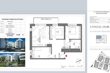 Rzut - Mieszkanie na sprzedaż 4 pokoje o powierzchni 81,66 m² - numer C17 w Osiedle Lawendowe
