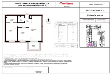 Rzut - Mieszkanie na sprzedaż 3 pokoje o powierzchni 66,06 m² - numer 35 w Modena I