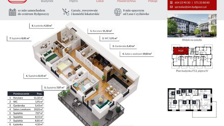 Rzut - Mieszkanie na sprzedaż 4 pokoje o powierzchni 65,94 m² - numer 24 w Tęczowy Zakątek