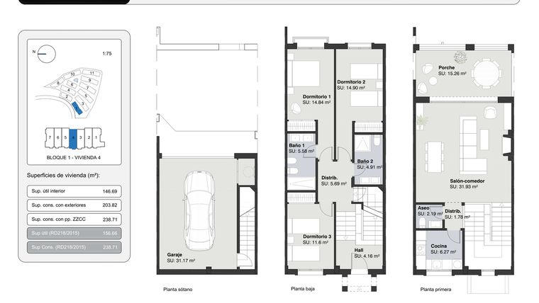 Rzut - Dom na sprzedaż 3 pokoje o powierzchni 238,71 m² - numer 4 w Altoasis