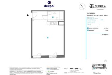 Rzut - Mieszkanie na sprzedaż 1 pokój o powierzchni 46,98 m² - numer 1.3.033 w Granaria