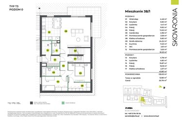 Rzut - Mieszkanie na sprzedaż 5 pokoi o powierzchni 135,03 m² - numer 3BL/1 w Skowronia