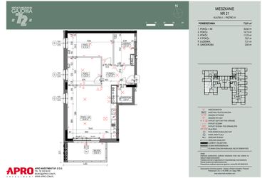 Rzut - Mieszkanie na sprzedaż 3 pokoje o powierzchni 73,81 m² - numer 21 w Wspólnota Mieszkaniowa Gajowa 72