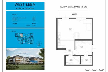 Rzut - Mieszkanie na sprzedaż 2 pokoje o powierzchni 58,71 m² - numer B10 w West Łeba