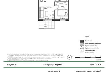 Rzut - Mieszkanie na sprzedaż 2 pokoje o powierzchni 32,36 m² - numer G.1.7 w Nowy Świat Ostoja etap II - EFG