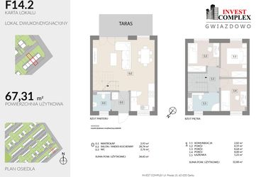 Rzut - Dom na sprzedaż 4 pokoje o powierzchni 67,31 m² - numer F14.2 w Osiedle Gwiazdowo etap 12