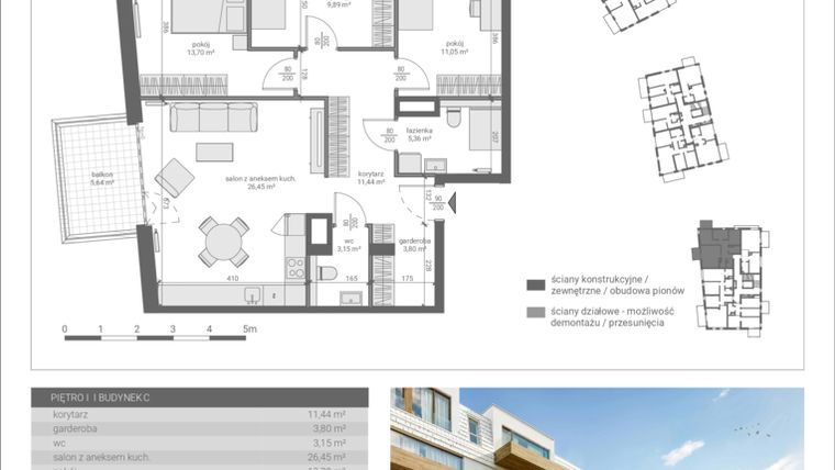 Rzut - Mieszkanie na sprzedaż 4 pokoje o powierzchni 84,84 m² - numer C.M8 w Matemblevo