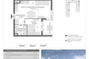 Rzut - Mieszkanie na sprzedaż 2 pokoje o powierzchni 37,1 m² - numer 101. w Osiedle Parkowa etap B