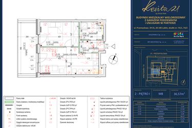 Rzut - Mieszkanie na sprzedaż 2 pokoje o powierzchni 36,57 m² - numer 8 w Revita 21 by Hvile Park