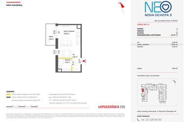 Rzut - Mieszkanie na sprzedaż 1 pokój o powierzchni 26,09 m² - numer 40 w Neo Nova Ochota 3