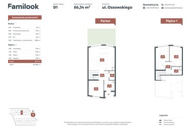 Rzut - Mieszkanie na sprzedaż 4 pokoje o powierzchni 86,34 m² - numer D1 w Familook