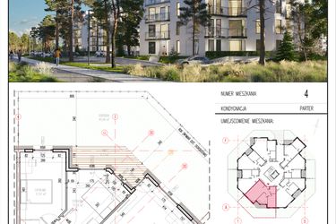 Rzut - Mieszkanie na sprzedaż 3 pokoje o powierzchni 62,9 m² - numer 4 w Grasera 12