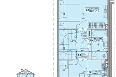 Rzut - Dom na sprzedaż 3 pokoje o powierzchni 68,42 m² - numer 31B w Osiedle Słoneczne etap IV