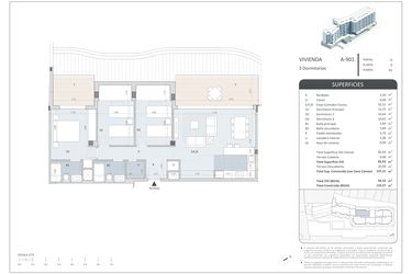 Rzut - Mieszkanie na sprzedaż 3 pokoje o powierzchni 133 m² - numer A-901 w NovaMarina
