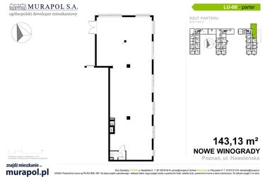 Rzut - Lokal użytkowy na sprzedaż 1 pokój o powierzchni 143,13 m² - numer LU.006 w Nowe Winogrady