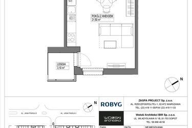 Rzut - Mieszkanie na sprzedaż 1 pokój o powierzchni 28,03 m² - numer A4M01 w Pas Startowy bud. A i B