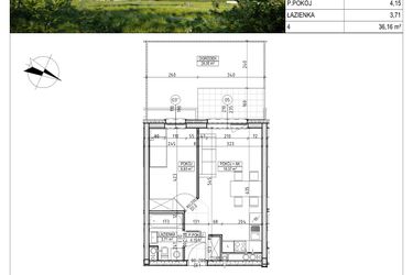 Rzut - Mieszkanie na sprzedaż 2 pokoje o powierzchni 36,16 m² - numer C5.00.03 w Osiedle Panorama Wiślana Etap IV - budynek C5