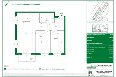 Rzut - Mieszkanie na sprzedaż 3 pokoje o powierzchni 58,53 m² - numer 2.26 w Osiedle Polna