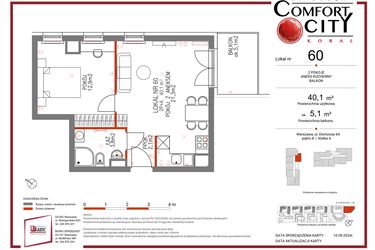 Rzut - Mieszkanie na sprzedaż 2 pokoje o powierzchni 40,1 m² - numer 60 w Comfort City Koral