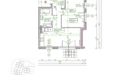 Rzut - Mieszkanie na sprzedaż 2 pokoje o powierzchni 43,52 m² - numer A.I.1 w Villa Rosenthal