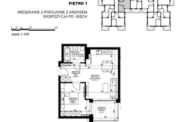 Rzut - Mieszkanie na sprzedaż 2 pokoje o powierzchni 42,18 m² - numer C2-M17 w Stacja Łódź V – etap C2