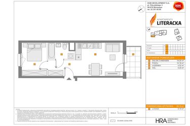 Rzut - Mieszkanie na sprzedaż 2 pokoje o powierzchni 39,15 m² - numer B.44 w Apartamenty Literacka