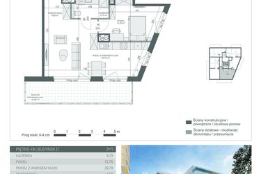 Rzut - Mieszkanie na sprzedaż 2 pokoje o powierzchni 51,97 m² - numer M-46 w Unikat Apartamenty D