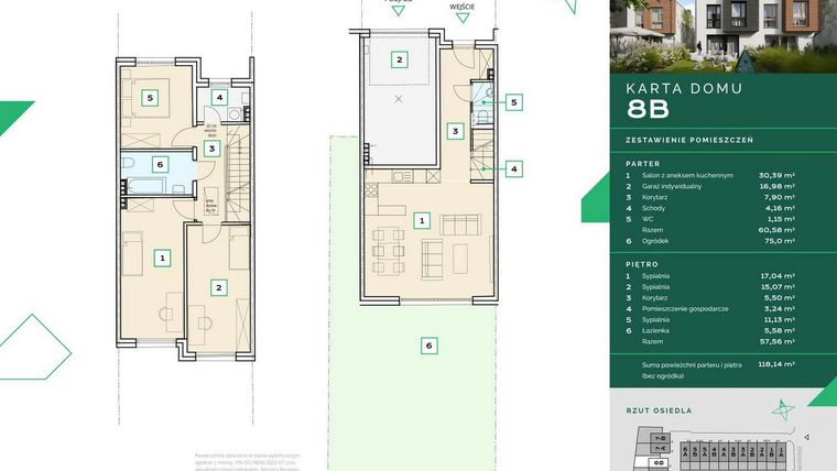 Rzut - Dom na sprzedaż 3 pokoje o powierzchni 118,31 m² - numer 8B w Zapolskiej 12