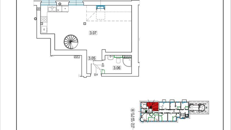 Rzut - Mieszkanie na sprzedaż 2 pokoje o powierzchni 46,44 m² - numer 24 w Kamienica 62
