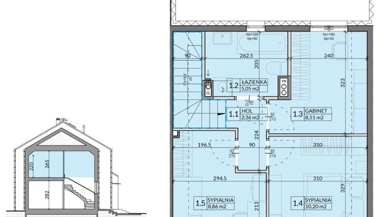 Rzut - Dom na sprzedaż 4 pokoje o powierzchni 77,26 m² - numer 11 w Ahoj Pogórze