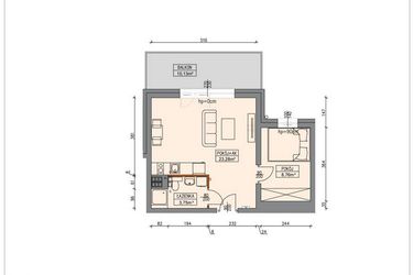 Rzut - Mieszkanie na sprzedaż 2 pokoje o powierzchni 35,59 m² - numer B3.3.24.2a w Stegna Park II