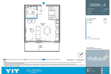 Rzut - Mieszkanie na sprzedaż 1 pokój o powierzchni 71,08 m² - numer CD0304 w Talarowa Park