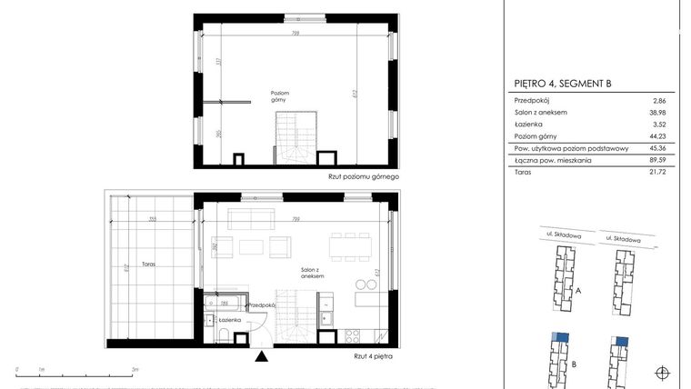 Rzut - Mieszkanie na sprzedaż 4 pokoje o powierzchni 89,59 m² - numer B84 w Apartamenty Składowa