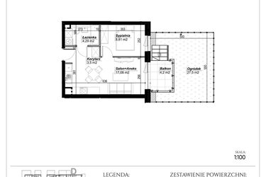 Rzut - Mieszkanie na sprzedaż 2 pokoje o powierzchni 33,68 m² - numer C.28 w Narcyzowe Wzgórza II