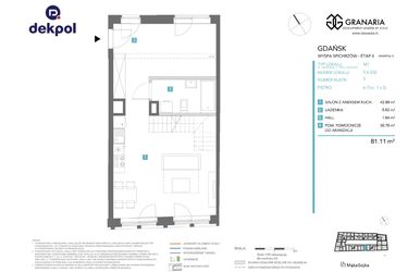 Rzut - Mieszkanie na sprzedaż 1 pokój o powierzchni 81,11 m² - numer 5.6.232 w Granaria