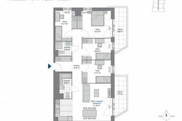 Rzut - Mieszkanie na sprzedaż 5 pokoi o powierzchni 99,97 m² - numer 7.8 w SEAHall