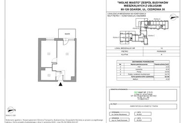 Rzut - Mieszkanie na sprzedaż 2 pokoje o powierzchni 33,49 m² - numer 14 w Wolne Miasto etap VII