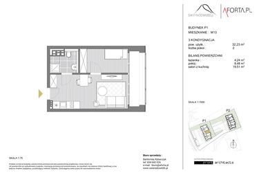 Rzut - Mieszkanie na sprzedaż 2 pokoje o powierzchni 32,82 m² - numer P1 M13 w Swieradow600