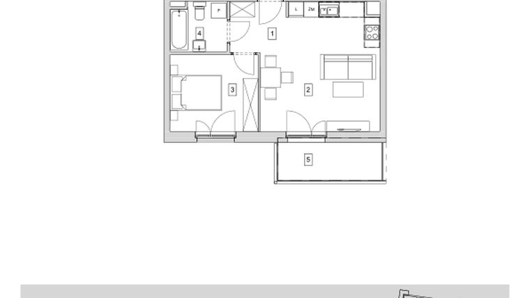 Rzut - Mieszkanie na sprzedaż 2 pokoje o powierzchni 41,28 m² - numer B5-K3-3-2 w ATAL Strachowicka II